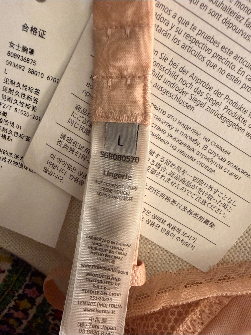 Stella McCartney Peach Lace-Trim Triangle Bra - Picture 4 of 5